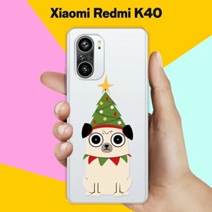 Силиконовый чехол на Xiaomi Redmi K40 Елка-мопс / для Сяоми Редми К40