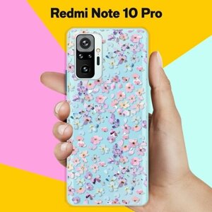 Силиконовый чехол на Xiaomi Redmi Note 10 Pro Розовые цветы / для Сяоми Редми Ноут 10 Про