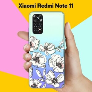 Силиконовый чехол на Xiaomi Redmi Note 11 Белые цветы / для Сяоми Редми Ноут 11