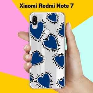 Силиконовый чехол на Xiaomi Redmi Note 7 Синий сердца / для Сяоми Редми Ноут 7