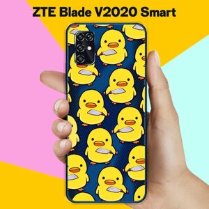 Силиконовый чехол на ZTE Blade V2020 Smart Утенок с ножом / для ЗТЕ Блейд Ви2020 Смарт