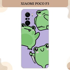 Силиконовый чехол "Опасные лягушата" на Xiaomi Poco F3/Redmi K40/Mi 11i / Поко F3/Редми K40/Ми 11i