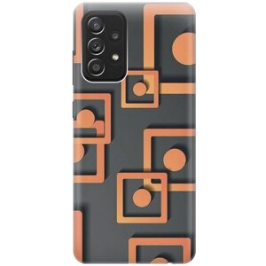 Силиконовый чехол Оранжевые блоки на сером на Samsung Galaxy A52 / Самсунг А52 с эффектом блика