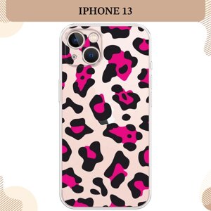 Силиконовый чехол "Pink cow spots" на Apple iPhone 13 / Айфон 13, прозрачный