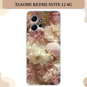 Силиконовый чехол "Пионы светлые" на Xiaomi Redmi Note 12 4G / Сяоми Редми Ноут 12 4G