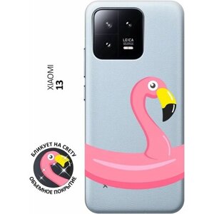 Силиконовый чехол с принтом Flamingo Swim Ring для Xiaomi 13 / Сяоми 13