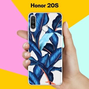 Силиконовый чехол Синие листья на Honor 20s