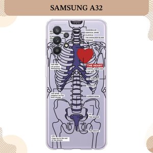 Силиконовый чехол "Скелет человека" на Samsung Galaxy A32 / Самсунг Галакси А32, прозрачный