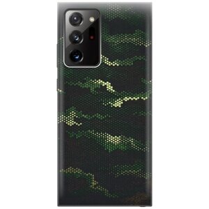 Силиконовый чехол Темно-зеленый камуфляж на Samsung Galaxy Note 20 Ultra / Самсунг Ноут 20 ультра с эффектом блика