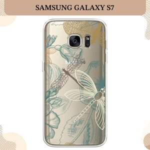 Силиконовый чехол "Тени стрекоз" на Samsung Galaxy S7 / Самсунг Галакси S7, прозрачный