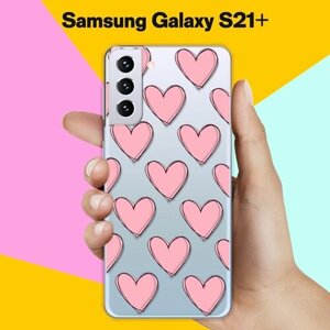 Силиконовый чехол Узор из сердец на Samsung Galaxy S21+