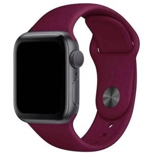Силиконовый однотонный ремешок для Apple Watch series 1, 2, 3, 4, 5, 6, 7, SE (38/40/41 мм), темно-бордовый