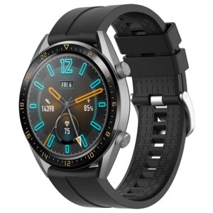 Сменный ремешок браслет MyPads Polimerico из качественного гипоаллергенного силикона для умных смарт-часов Huawei Watch GT 2 Classic / Sport / Elite 46 mm (черный)
