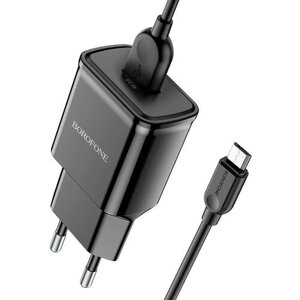СЗУ 2 USB, 3A, QC3.0, с кабелем micro, Borofone BA59A, черное