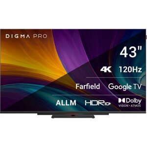 Телевизор LED digma pro 43" UHD 43C google TV frameless черный/черный 4K ultra HD 120hz HSR DVB-T DVB-T2 DVB-C DVB-S DVB-S2 US