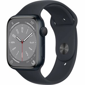 Умные часы Apple Watch Series 8 45 мм, GPS, алюминий «тёмная ночь», спортивный ремешок «тёмная ночь»