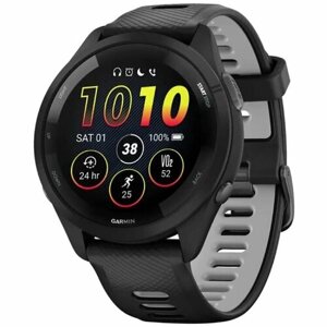 Умные часы Garmin Forerunner 265, с черным безелем и силиконовым черно-серым ремешком (010-02810-10)