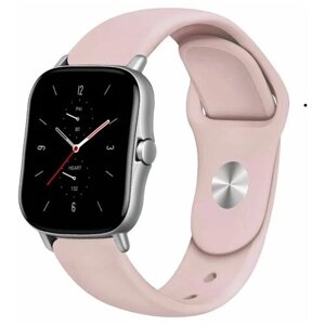 Универсальный силиконовый ремешок для смарт-часов Xiaomi, Amazfit, Huawei, Samsung Galaxy Watch, Garmin 20 мм, розовый пудровый