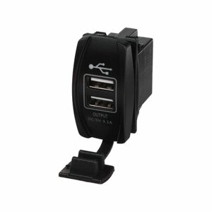 Зарядное устройство Cartage, 12-24 В, 2 USB, 3.1 А, черный