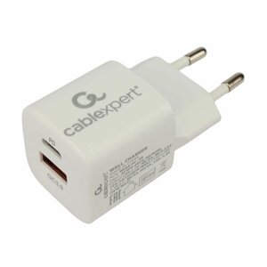 Зарядное устройство для телефона Cablexpert быстрая зарядка, 2 порта USB и Type-C