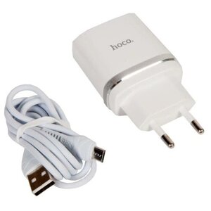 Зарядное устройство HOCO c12Q Smart QC3.0, кабель Micro USB, один порт USB, 5V, 3.0A, белый