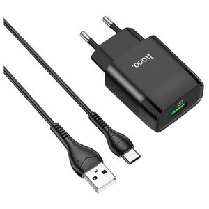 Зарядное устройство Hoco C72Q USB + Cable USB Type-C Black 6931474732545
