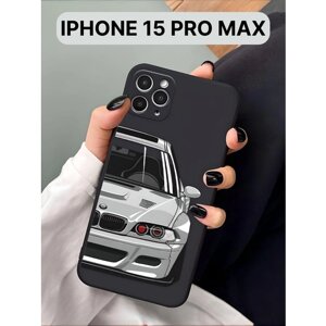 Защитный чехол на айфон 15 про макс силиконовый противоударный бампер для Apple с защитой камеры, чехол на iphone 15 Pro Max, BMW, серый