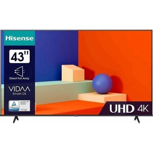 43" Телевизор Hisense 43A6K, DLED, 4K Ultra HD, черный, смарт ТВ, VIDAA