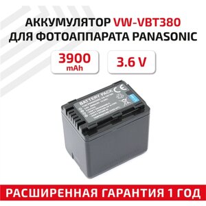 Аккумулятор (АКБ, аккумуляторная батарея) VW-VBT380 для видеокамеры Panasonic HC-V110, 3.6В, 3900мАч, Li-Ion