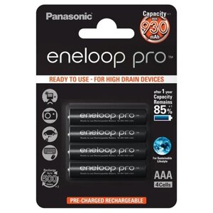 Аккумулятор Ni-Mh 930 мА·ч 1.2 В Panasonic eneloop pro AAA, в упаковке: 4 шт.