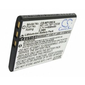 Аккумуляторная батарея CameronSino CS-NP120CA для фотоаппарата Casio Exilim Card EX-S200, S300, Zoom EX-Z680, Z690, ZS10, ZS15, ZS20 (NP-120) 630mAh