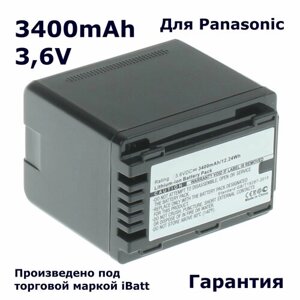 Аккумуляторная батарея iBatt iB-T1-F457 3400mAh для фотокамер и видеокамер Panasonic