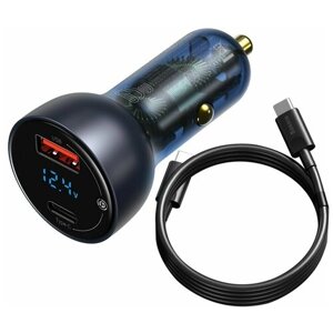 Автомобильное зарядное устройство Baseus Particular Digital Display QC PPS Dual Quick Charger Car Charger 65W (TZCCKX-0G) с кабелем (gray)