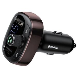 Автомобильное зарядное устройство Baseus T typed Bluetooth MP3 charger with car holder, 12 Вт, RU, dark coffee