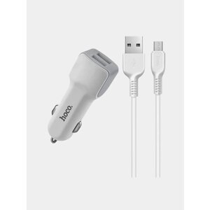 Азу hoco 2USB 2.4A + кабель USB - micro USB (Z23) white