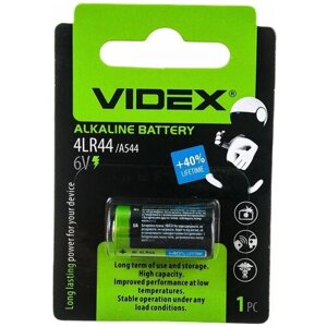 Батарейка 4LR44 - videx 6.0V 1BL (1 штука) VID-4LR44