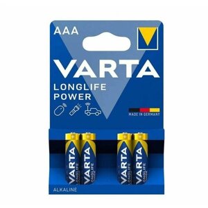 Батарейка AAA LR03 Varta LONGLIFE 1.5V, 4 штуки в 1 блистере