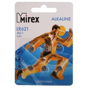 Батарейка алкалиновая Mirex, LR621, AG1, 1.5В, блистер, 6 шт