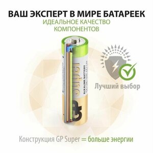Батарейка GP Batteries Super АА пальчиковая LR6 1,5 В (4 шт.)
