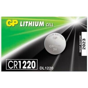 Батарейка GP Lithium, CR1220, литиевая, 1 шт, в блистере (отрывной блок), CR1220RA-7C5