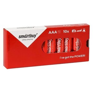 Батарейка SmartBuy AAA (LR03) алкалиновая, 10 картон. уп.