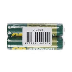Батарейка солевая GP Greencell Extra Heavy Duty, AAA, R03-2S, 1.5В, спайка, 2 шт.
