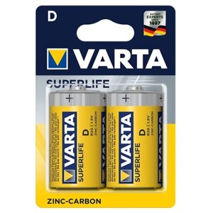 Батарейка VARTA superlife D/R20, в упаковке: 2 шт.