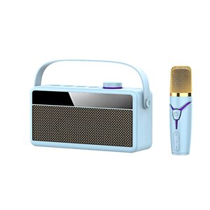 Беспроводная Bluetooth колонка караоке с микрофоном, Портативная мини колонка OP-525, Голубой