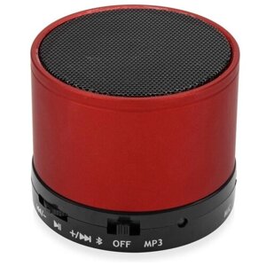 Беспроводная портативная колонка Ring с Bluetooth (блютус) (975101, красный/черный, d6 х 5, металл)