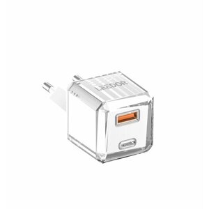 Быстрая зарядка Блок Leedor USB Type-C + Кабель USB-Micro, Белая