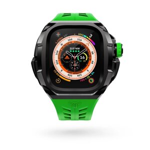 Чехол для часов Y24 для Apple Watch Series Ultra, Ultra 2; 49mm, нержавеющая сталь / резина, черный / зеленый