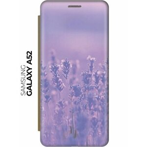 Чехол-книжка Лавандовые поля на Samsung Galaxy A52 / Самсунг А52 золотой