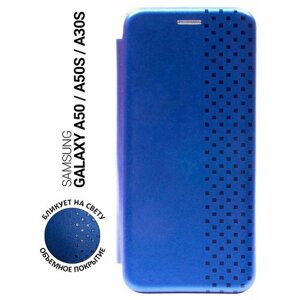 Чехол-книжка на Samsung Galaxy A50, A50s, A30s, Самсунг А50, А30с, А50с с 3D принтом "Checkmate" синий