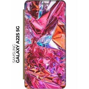 Чехол-книжка Розовая фольга на Samsung Galaxy A22s 5G / Самсунг А22с золотой